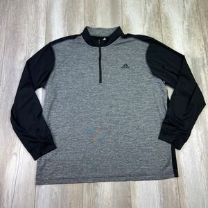 Adidas Golf Pullover Mens Xl Black Gray Heather Long Sleeve Mock Neck Men *